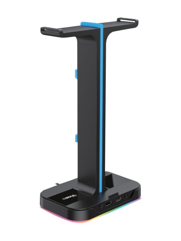 BASE SOPORTE STAND AURICULARES GAMER LUCES LED RGB + 2 USB