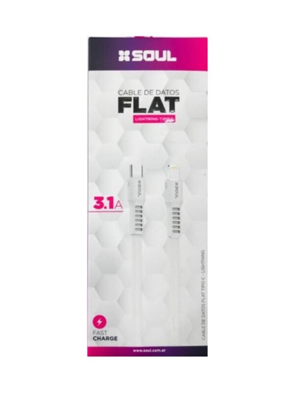 CABLE DE DATOS FLAT LIGHTNING-TIPO C 3.1A