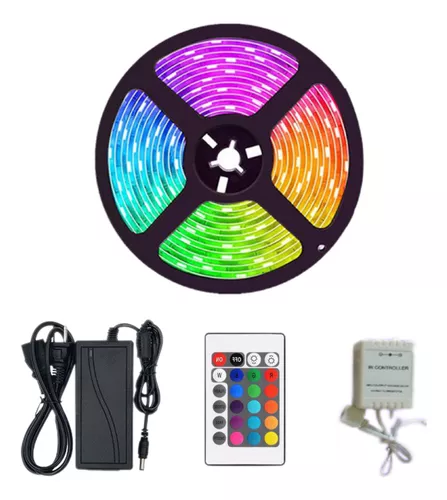 TIRA LED 12V 5050 RGB MTI 5M KIT CONTROL Y FUENTE