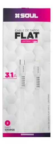 CABLE PLANO SOUL FLAT USB C A LIGHTNING 3.1A