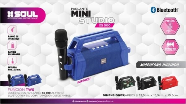 Parlante Bluetooth Microfono Inalambrico Soul Xs500 Karaoke PARLANTE BLUETOOTH MICRÓFONO INALAMBRICO SOUL XS 500 KARAOKE