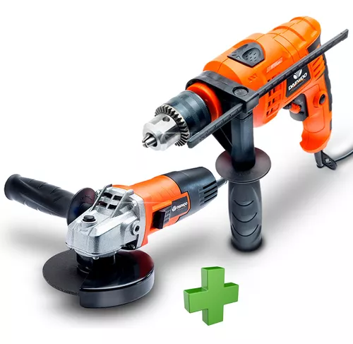 TALADRO PERCUTOR 550W + AMOLADORA 115MM 750W COMBO DAEWOO