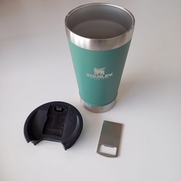 VASO SIMIL STANLEY BEER PINT DE CERVEZA  473ML C/TAPA + ABRIDOR