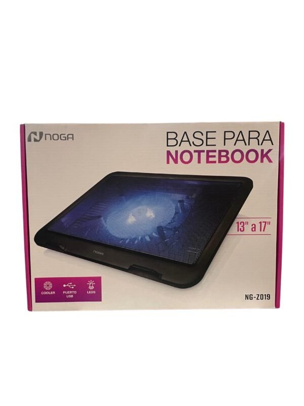 BASE PARA NOTEBOOK COOLER GAMER LED USB 13 A 17 NOGA NG-Z019 COLOR NEGRO LED AZUL