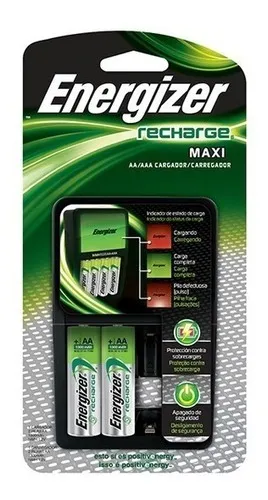 CARGADOR DE PILA MAXI "ENERGIZER" RECHARGE 1.2Vcc NIMH /PILAS INCLUIDAS 2 AA,1300Mah