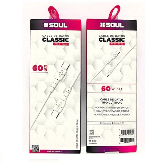 CABLE CLASSIC TIPO C a TIPO C 60W 1 METRO SOUL