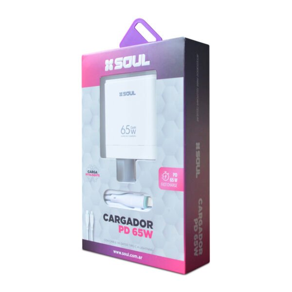 CARGADOR SOUL 65W FAST CHARGE USB + PD CABLE C PARA IPHONE AGREGAR A FAVORITOS