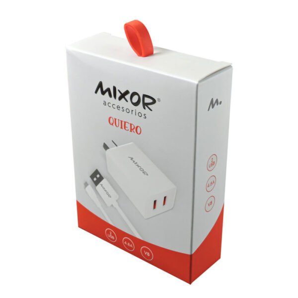 CARGADOR MOD012 QUIERO 2USB+CABLE TIPO V8