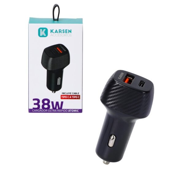CARGADOR PARA AUTO KARSEN TIPO C A TIPO C DE 38 W