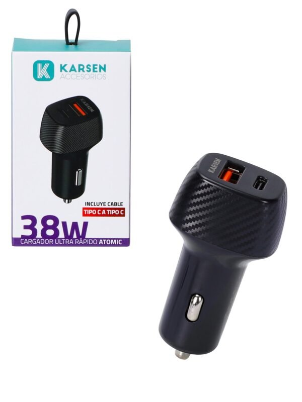 CARGADOR PARA AUTO KARSEN TIPO C A TIPO C DE 38 W