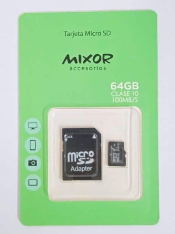 TARJETA MEMORIA MICRO SD 64GB CLASE 10 100MBS MIXOR