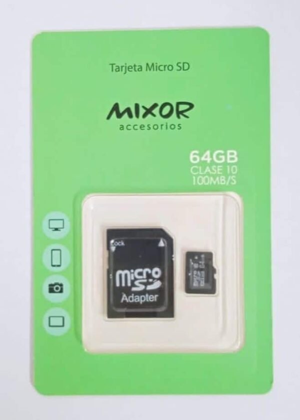 TARJETA MEMORIA MICRO SD 64GB CLASE 10 100MBS MIXOR