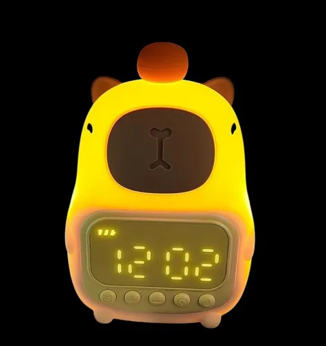 RELOJ DESPERTADOR DIGITAL CON LÁMPARA CAPIBARA KAWAII DE SILICONA