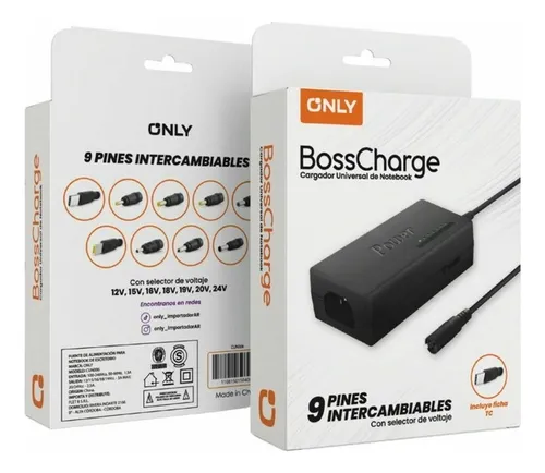 CARGADOR NOTEBOOK UNIVERSAL ONLY 9 PINES INTERCAMBIABLES (INCLUYE FICHA TC)