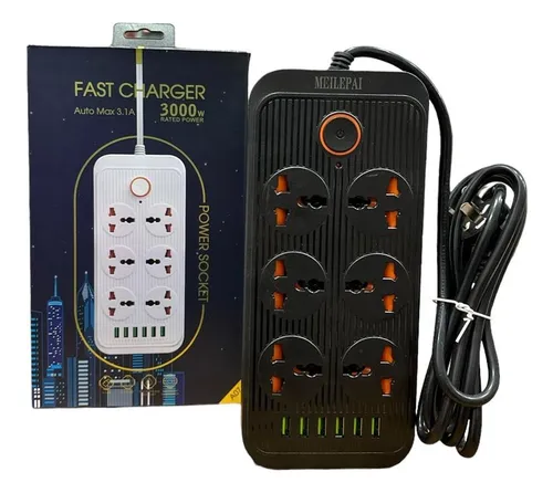ZAPATILLA ELECTRICA 6 TOMAS UNIVERSALES 6 TOMAS USB