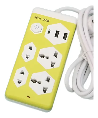 ZAPATILLA ALARGUE 1,5MTS CON 4 ENCHUFES + 2 USB + 1 USB-C 1800W C/TECLA DE CORTE