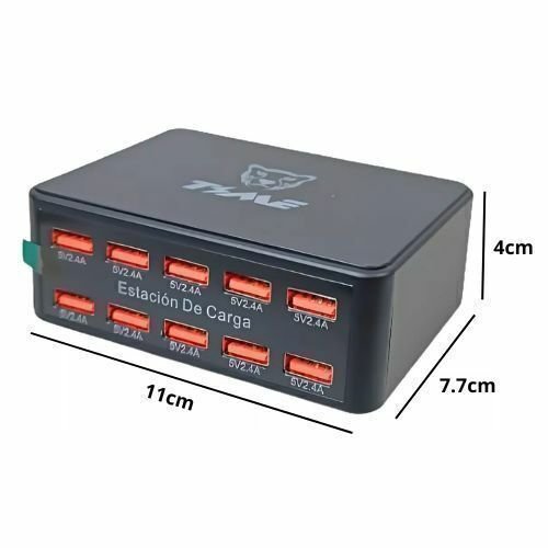 ESTACION DE CARGA 60 W 10 PUERTOS USB "TIME" CAR-59051