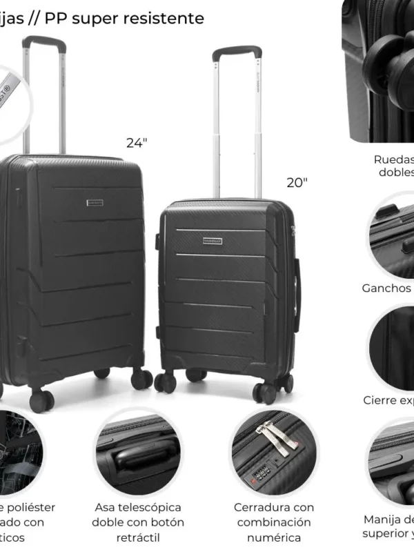 SET DE VALIJAS 20" - 24" WANDERLUST NEGRO