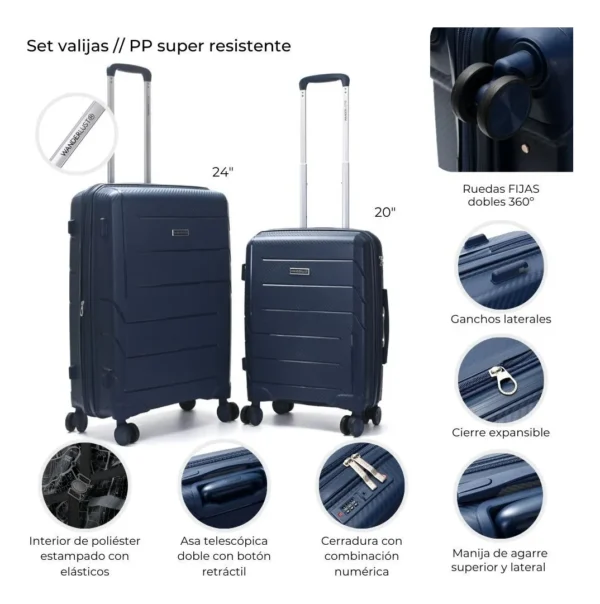 SET DE VALIJAS 20" - 24" WANDERLUST AZUL