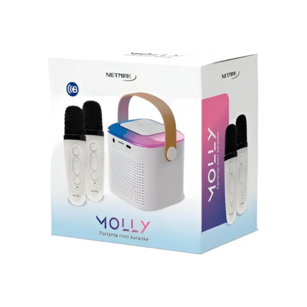 PARLANTE MINI KARAOKE NETMAK + 2 MICROFONO INALAMBRICO NM-MOLLY