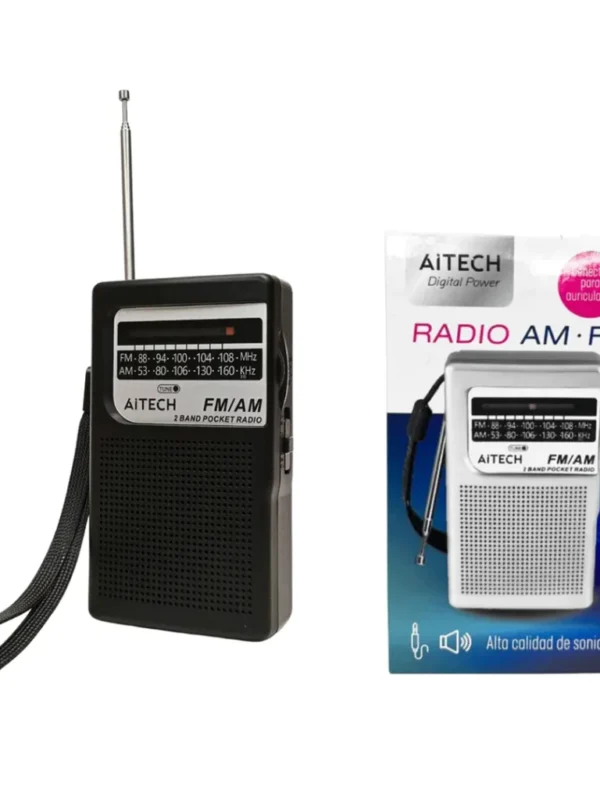 RADIO AITECH FM/AM PORTÁTIL DE BOLSILLO A PILA CON CONECTOR PARA AURICULARES