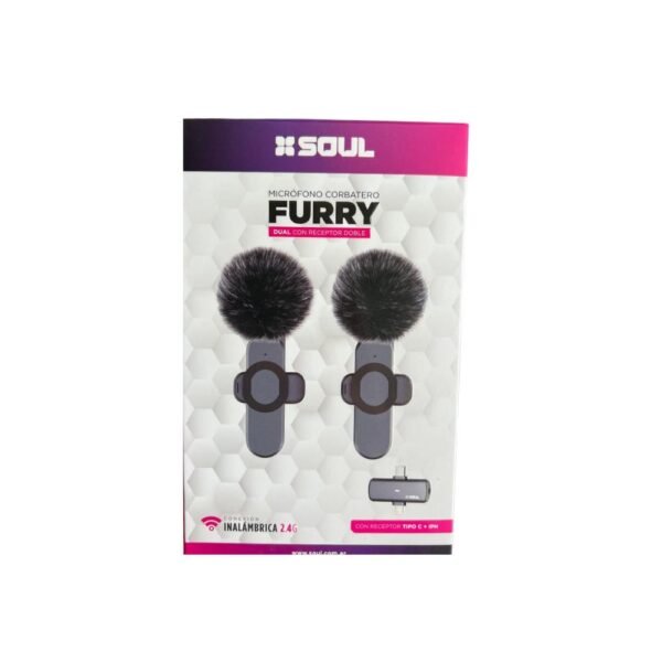 MICROFONO CORBATERO FURRY DUAL CON RECEPTOR DOBLE ´´SOUL´´