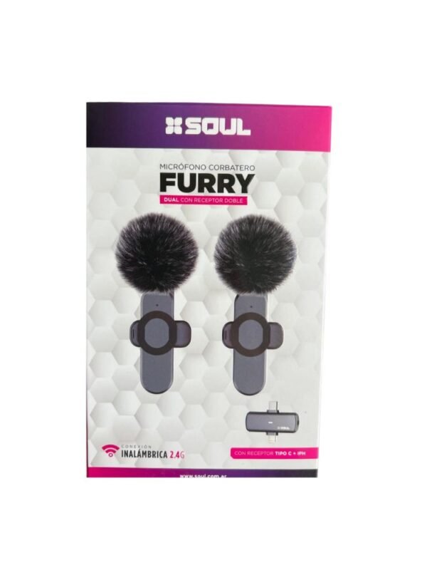 MICROFONO CORBATERO FURRY DUAL CON RECEPTOR DOBLE ´´SOUL´´