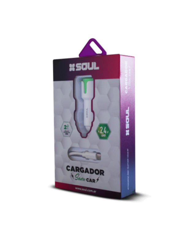 CARGADOR AUTO SOUL USB 2.4A 12V