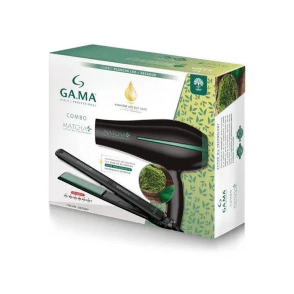 COMBO ´´GA.MA´´ SECADOR BORA MATCHA+ ALISADOR ELEGANCE MATCHA