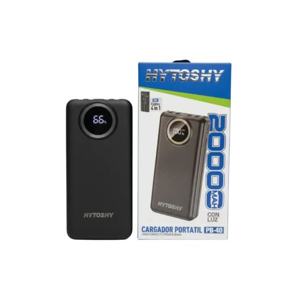 CARGADOR PORTÁTIL HYTOSHY POWER BANK CON LUZ 20000MAH PB-40