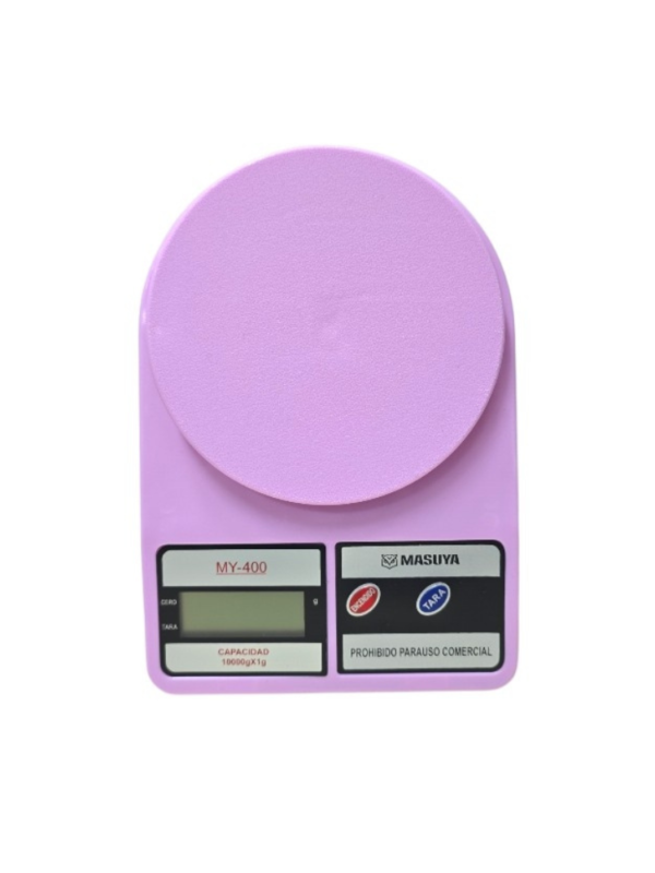 BALANZA DE COCINA DIGITAL MASUYA CAPACIDAD MÁXIMA 10 KG ROSA