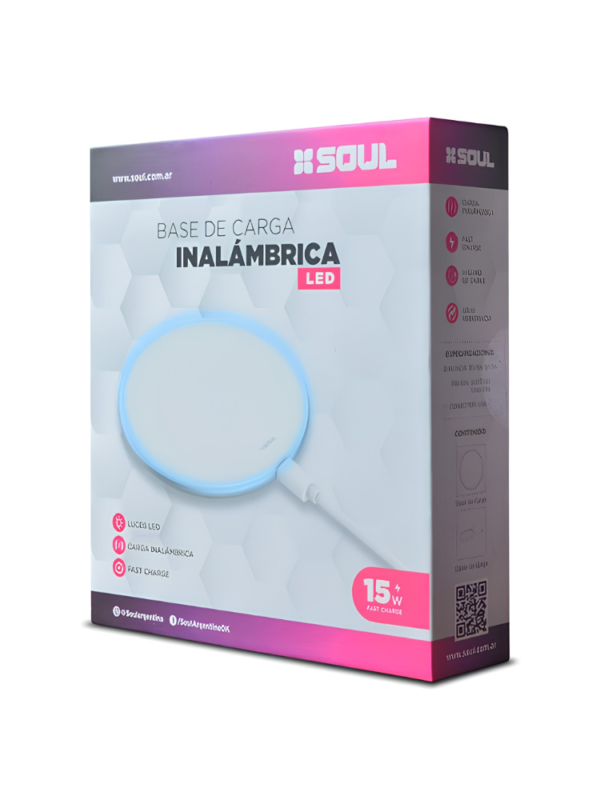 CARGADOR INALÁMBRICO SOUL S50 LED 15W