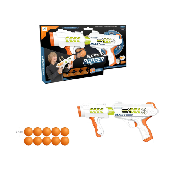 PISTOLA AERODYNAMIC LANZA BOLAS 10 PIEZAS EN CAJA
