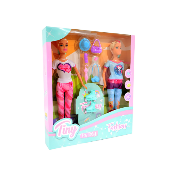 MUÑECA TINY CON HERMANA Y ACCESORIOS 10PZS