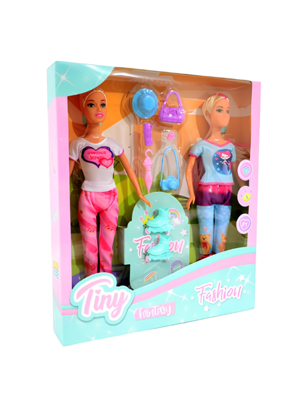 MUÑECA TINY CON HERMANA Y ACCESORIOS 10PZS