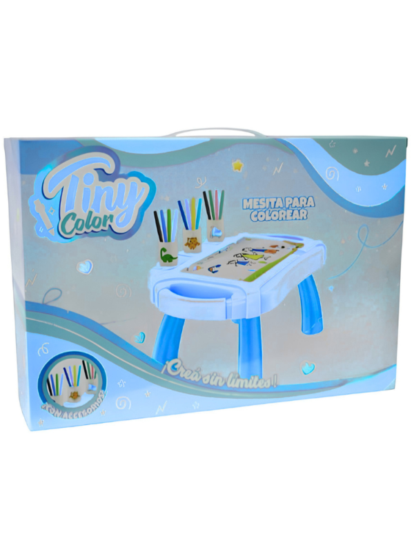 MESA PARA DIBUJO CON ACCESORIOS EN CAJA TINY CELESTE