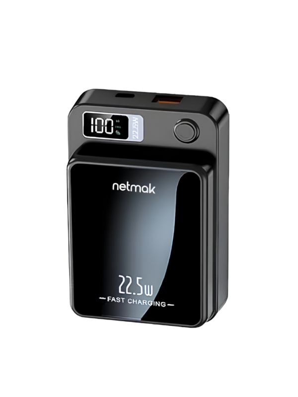 CARGADOR PORTÁTIL NETMAK POWER BANK 22.5W-MAGNETICO 10000MAH NEGRO