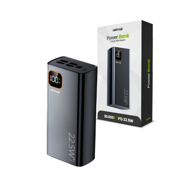 Fotos PNG - 2026-10-01T180430.230 CARGADOR PORTÁTIL NETMAK POWER BANK 22.5W-30.000MAH NEGRO