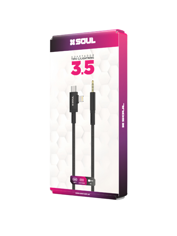 ADAPTADOR SOUL AUDIO TIPO C+LIGHTNING A 3.5